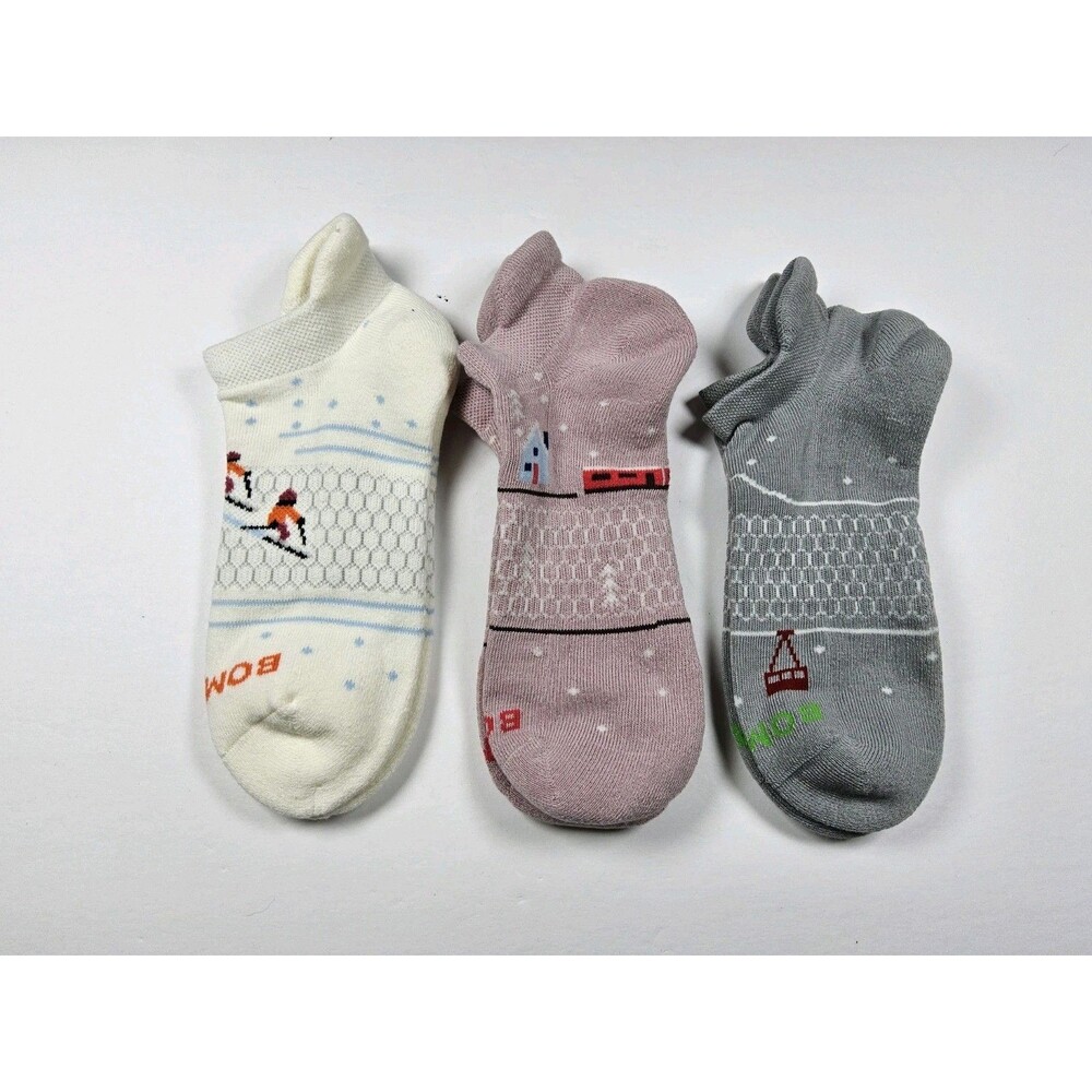 Bombas Winter Ski Pattern Athletic Ankle Socks Lot Of 3 Pairs Size M